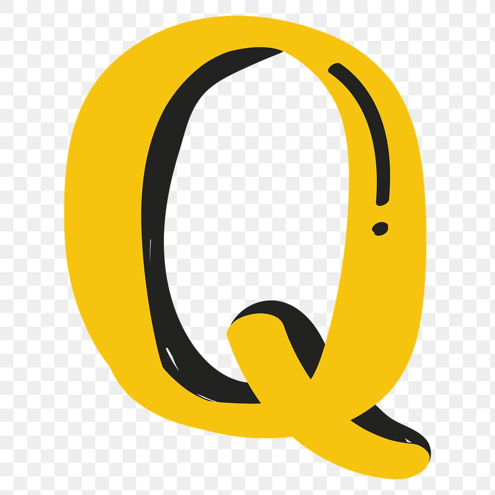 PNG Letter Q hand drawn doodle font, transparent background
