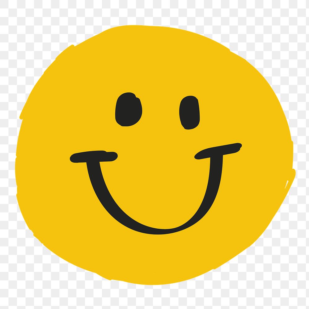 PNG Happy emoticon hand drawn doodle, transparent background