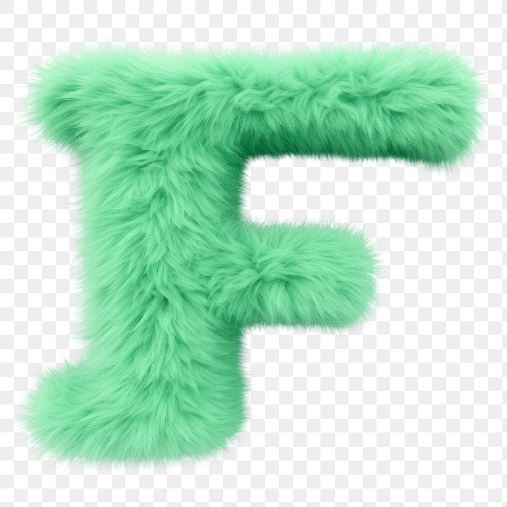 Letter F png fluffy green font, transparent background