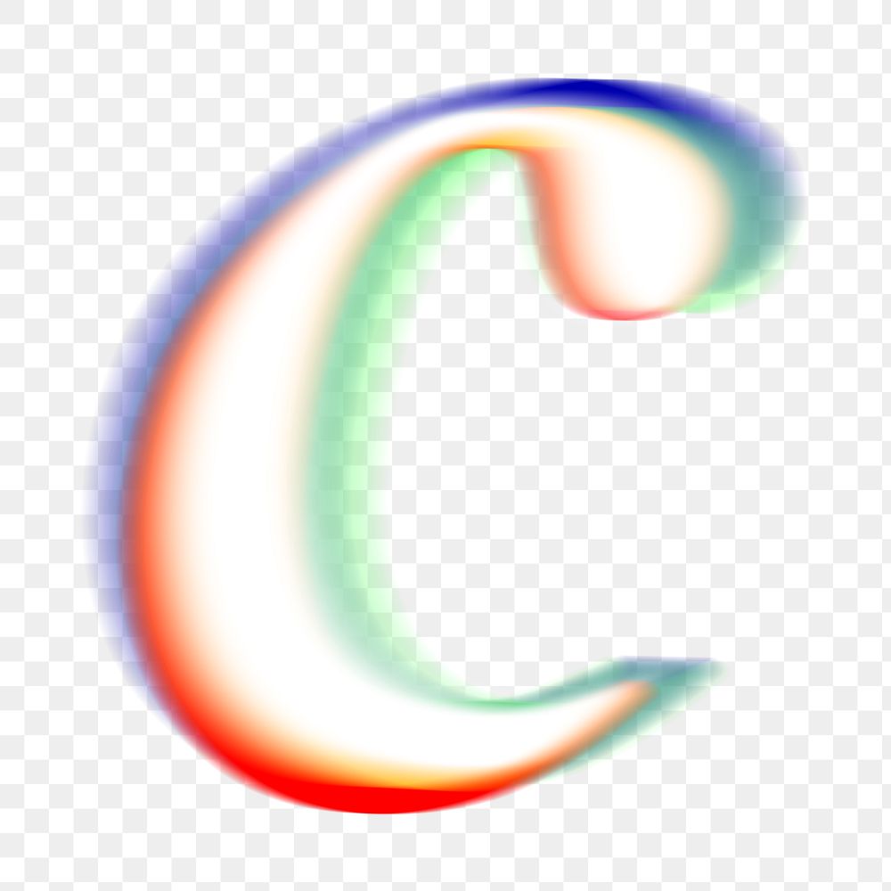 Letter c png offset color font, transparent background