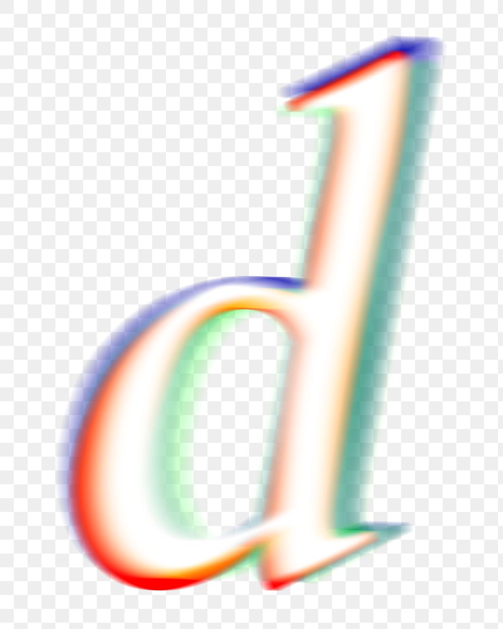 Letter d png offset color font, transparent background