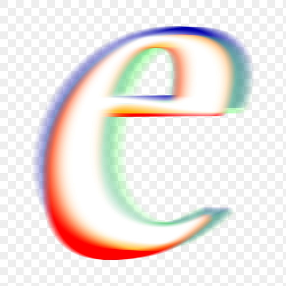 Letter e png offset color font, transparent background
