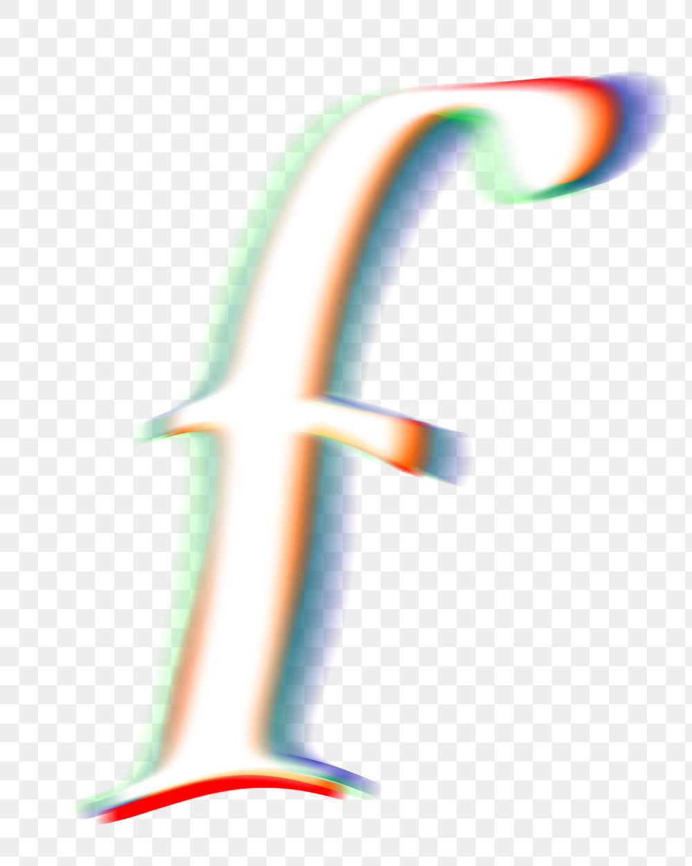 Letter f png offset color font, transparent background