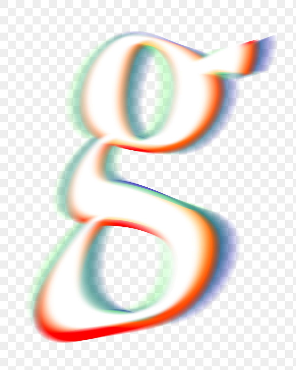 Letter g png offset color font, transparent background