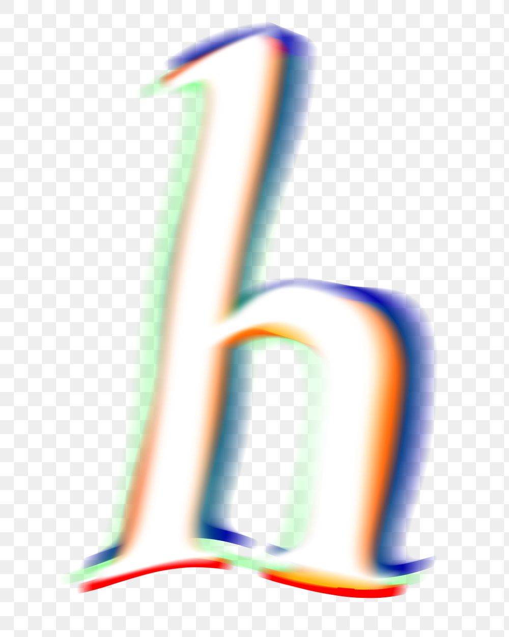 Letter h png offset color font, transparent background