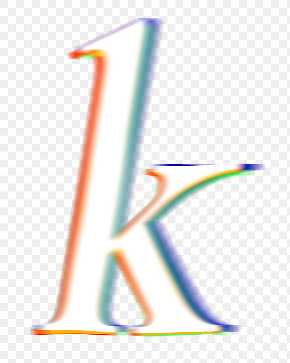 Letter k png offset color font, transparent background