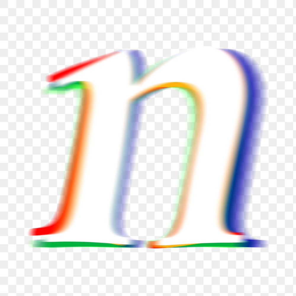 Letter n png offset color font, transparent background