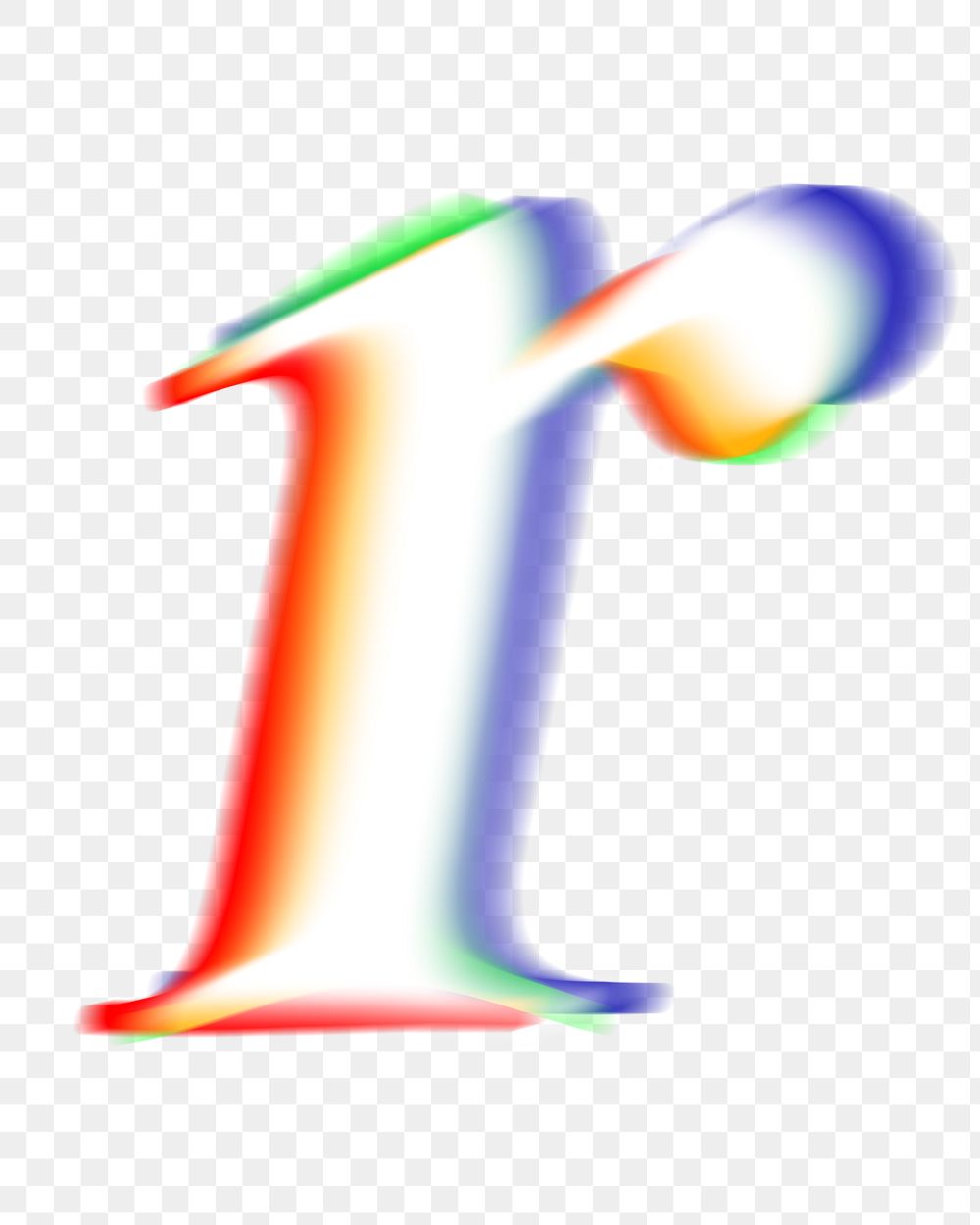 Letter r png offset color font, transparent background