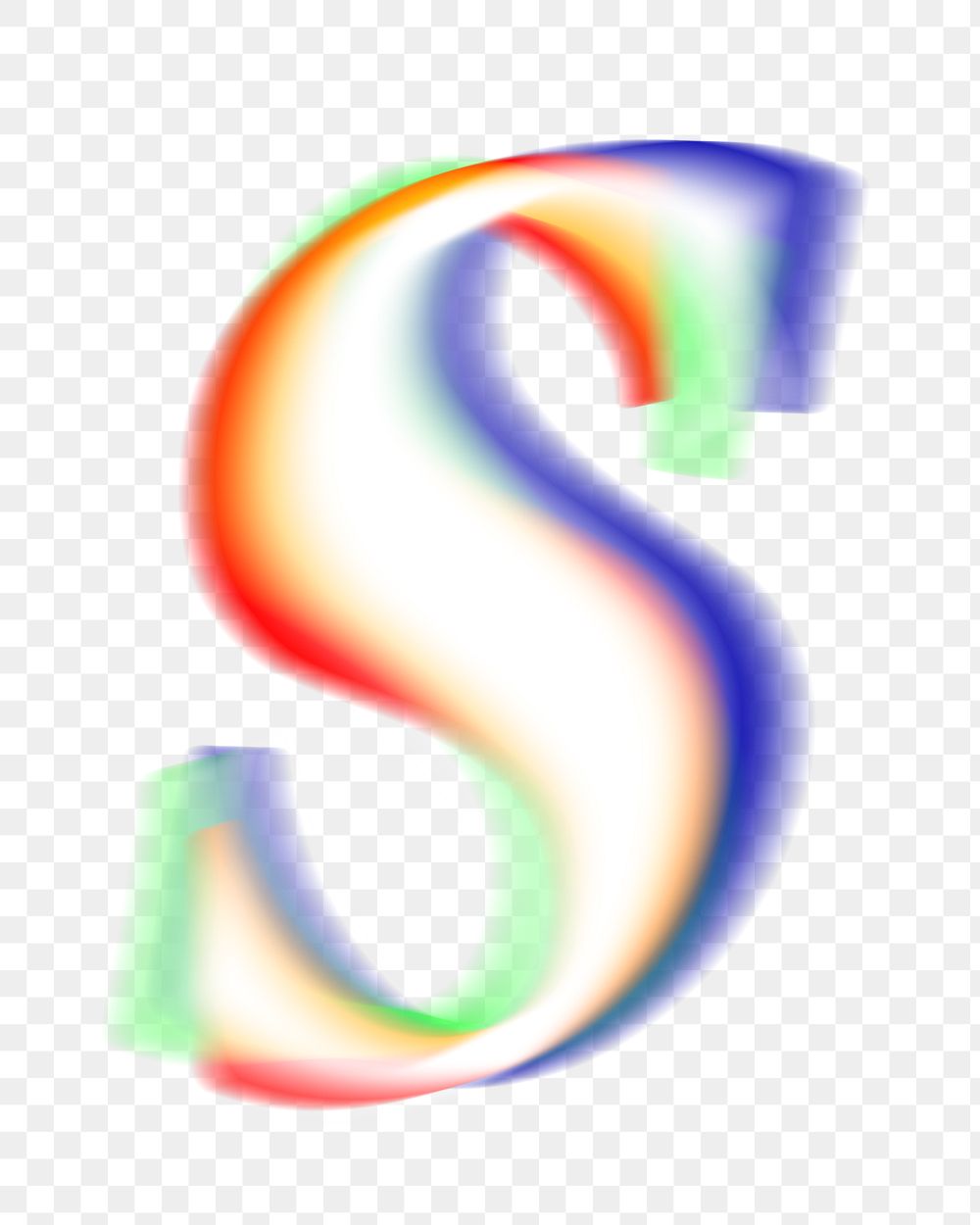 Letter s png offset color font, transparent background