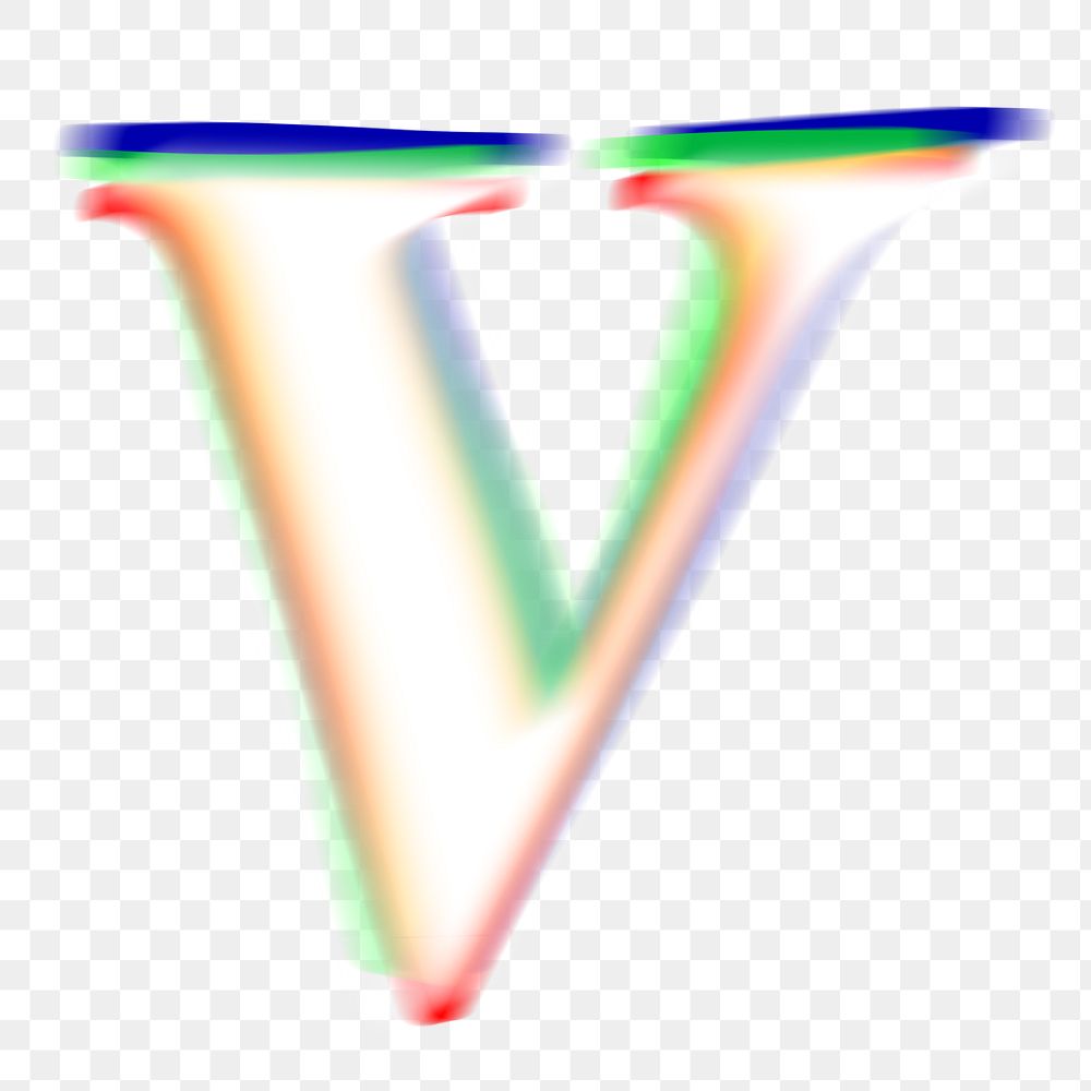 Letter v png offset color font, transparent background