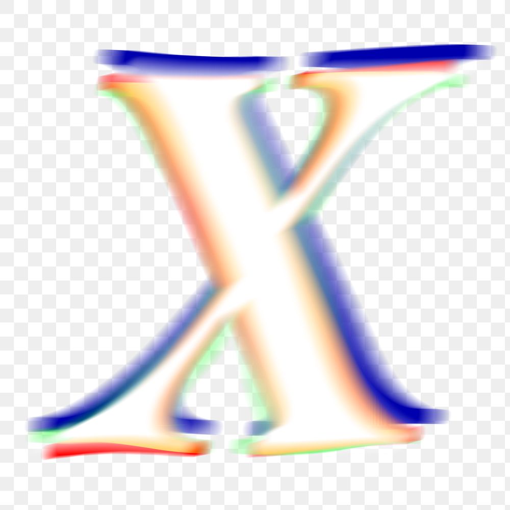 Letter x png offset color font, transparent background