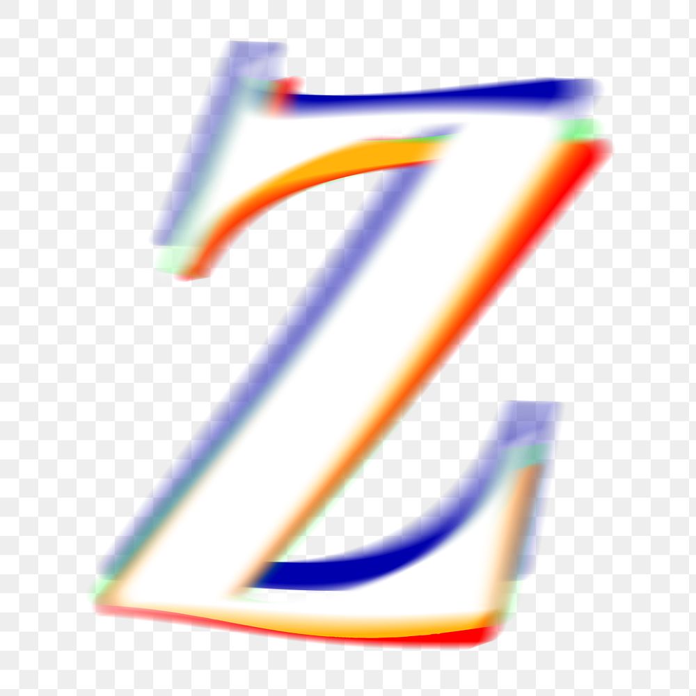 Letter z png offset color font, transparent background