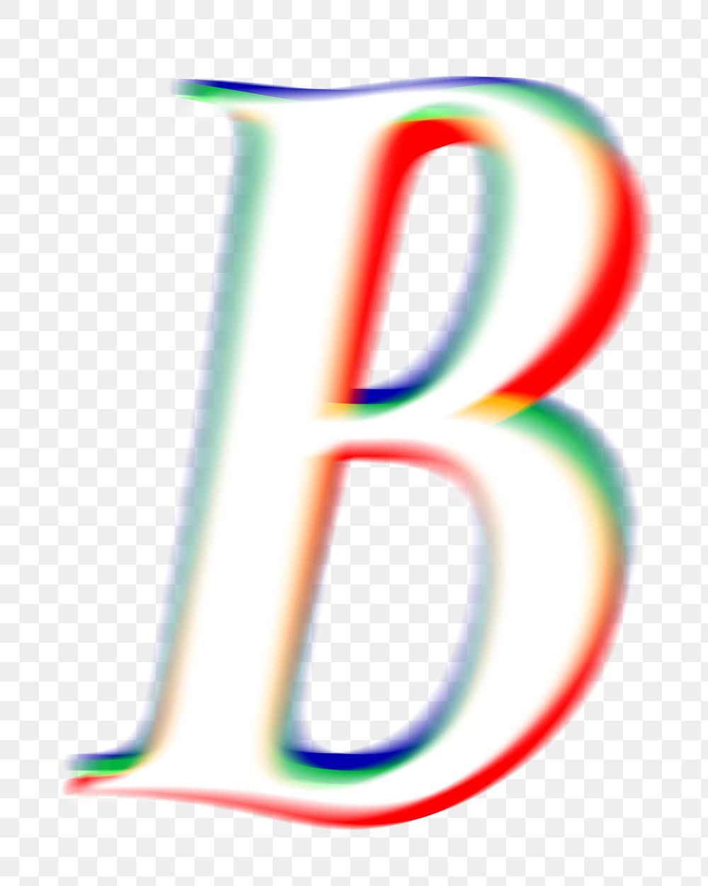 Letter B png offset color font, transparent background