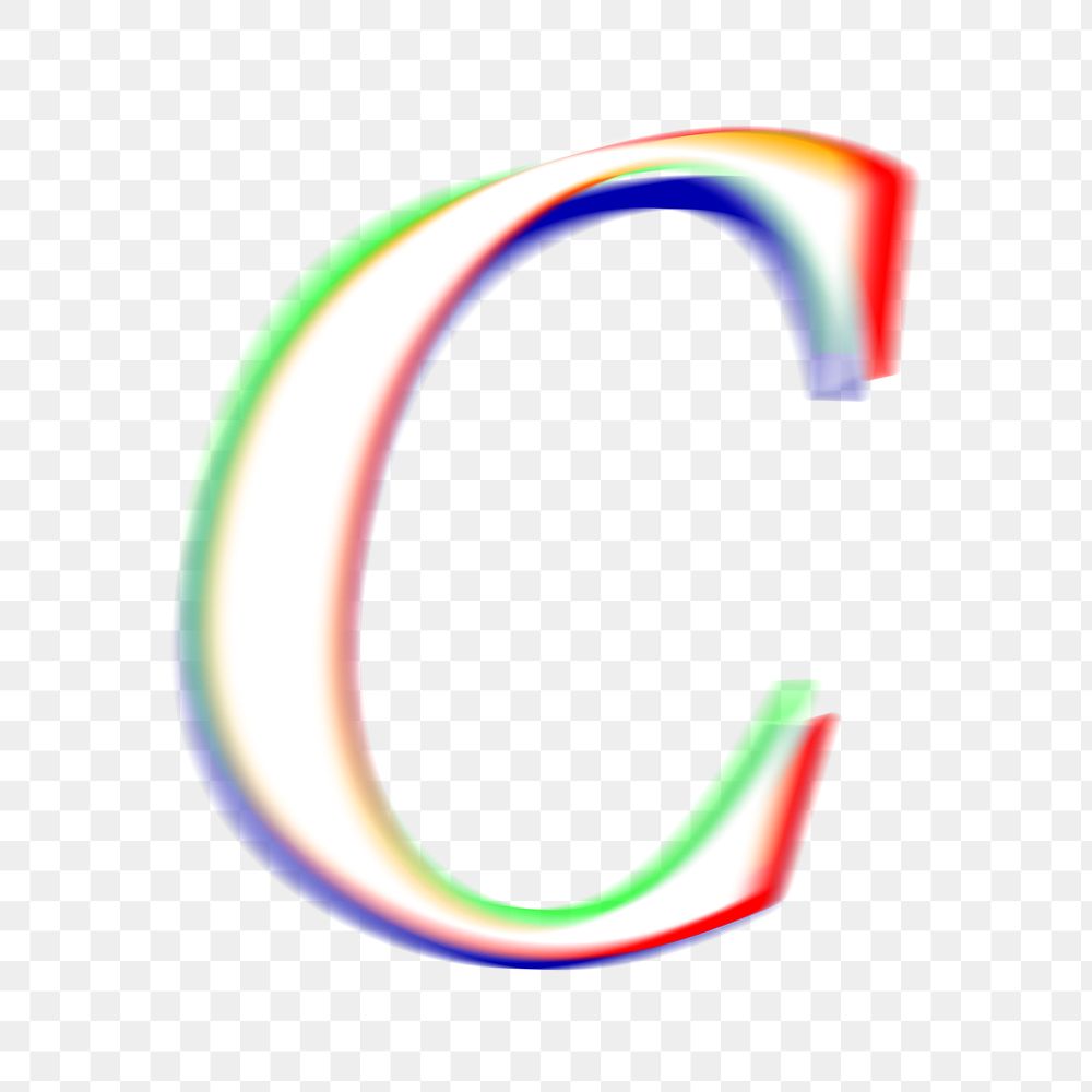 Letter C png offset color font, transparent background