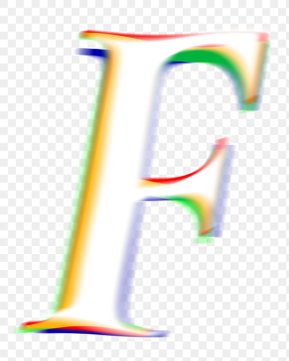 Letter F png offset color font, transparent background