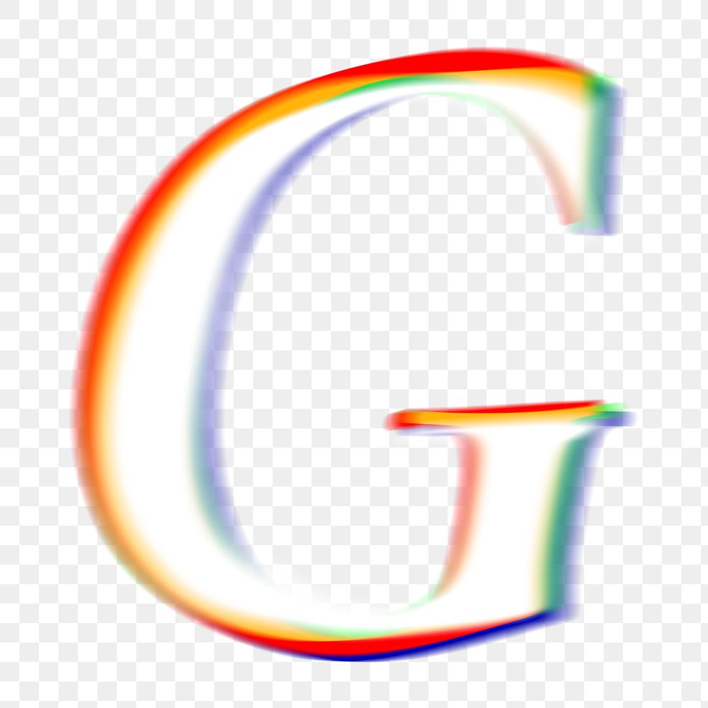 Letter G png offset color font, transparent background