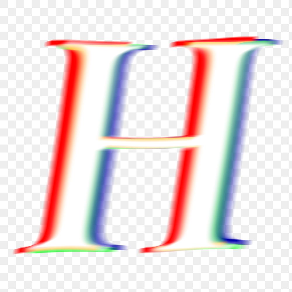 Letter H png offset color font, transparent background