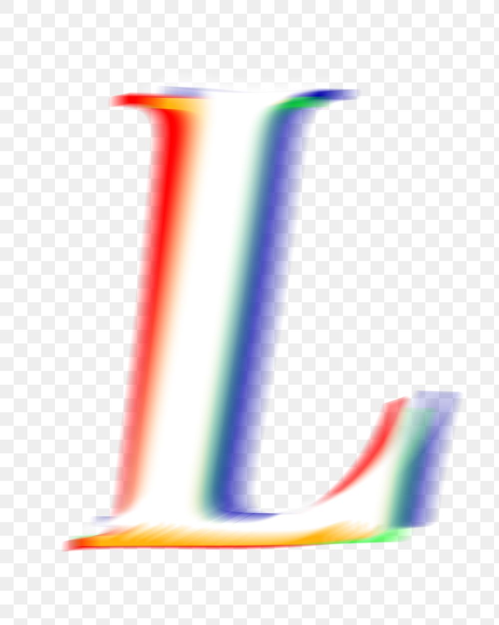 Letter L png offset color font, transparent background
