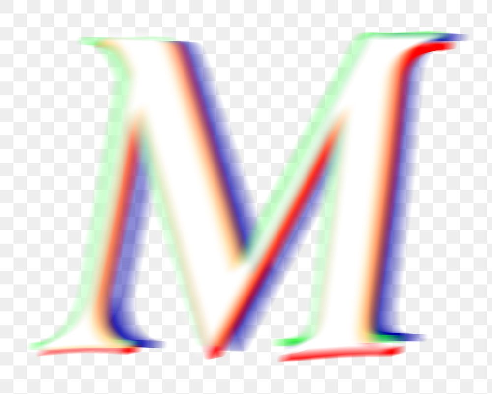 Letter M png offset color font, transparent background