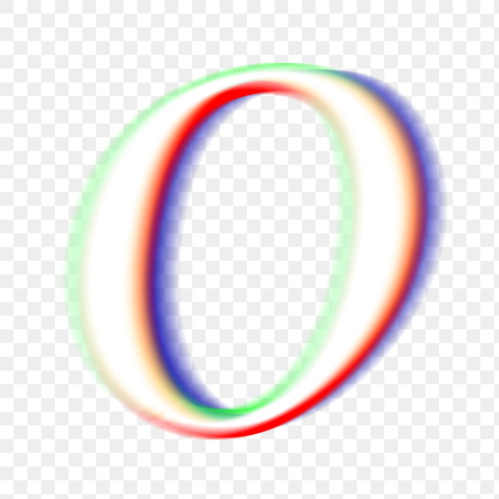 Letter O png offset color font, transparent background
