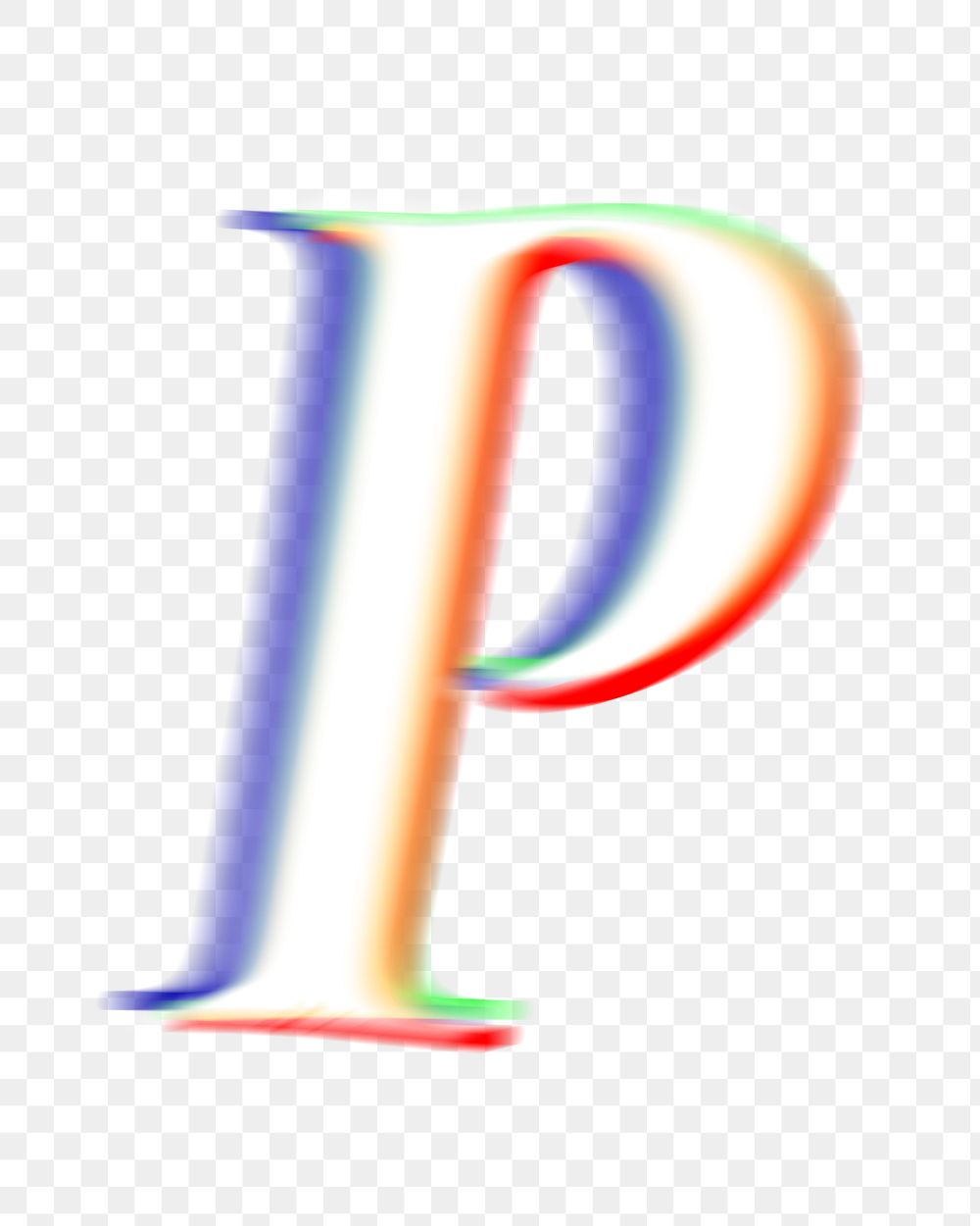 Letter P png offset color font, transparent background