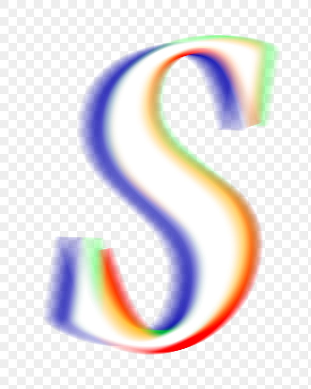 Letter S png offset color font, transparent background