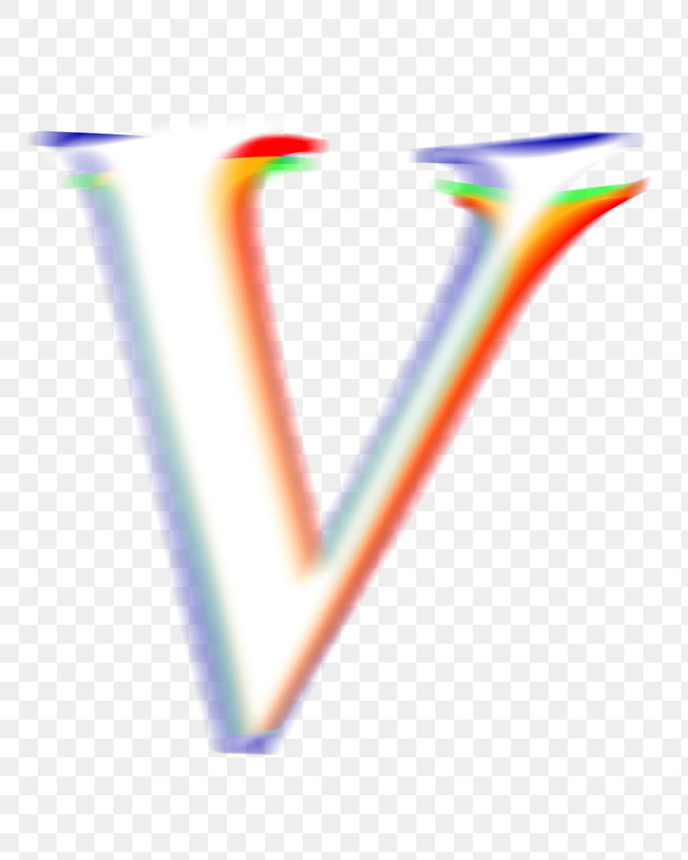 Letter V png offset color font, transparent background