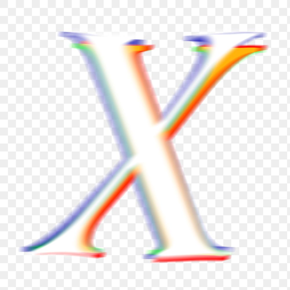 Letter X png offset color font, transparent background