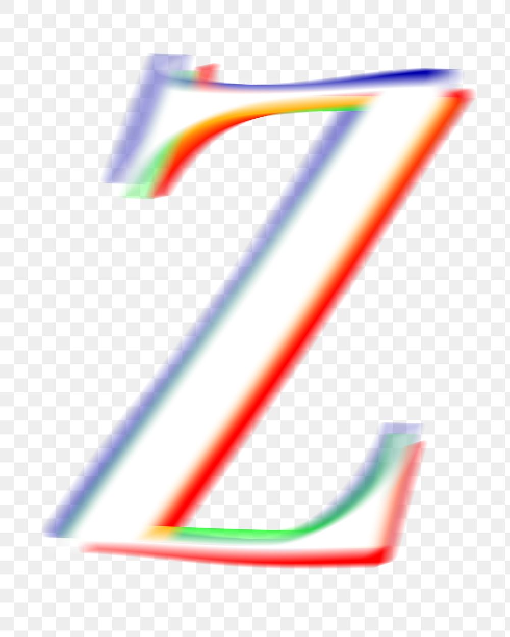 Letter Z png offset color font, transparent background