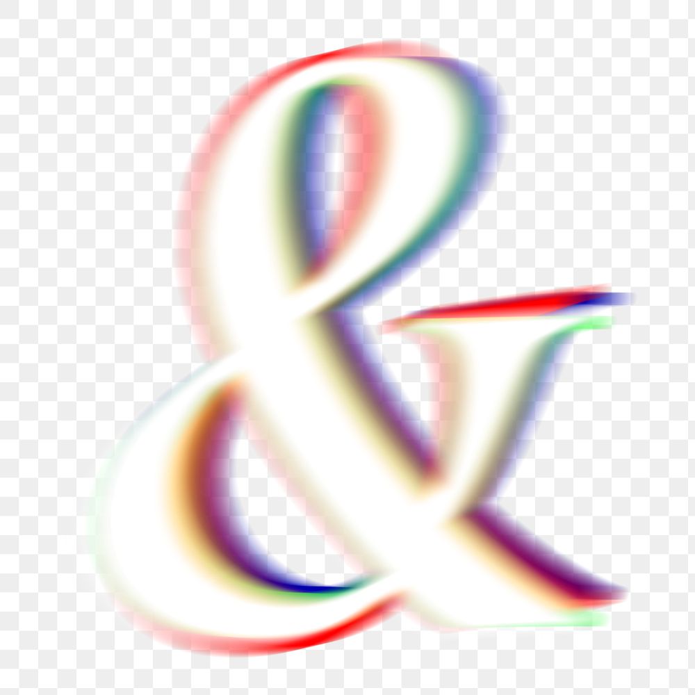 Ampersand png offset color sign, transparent background