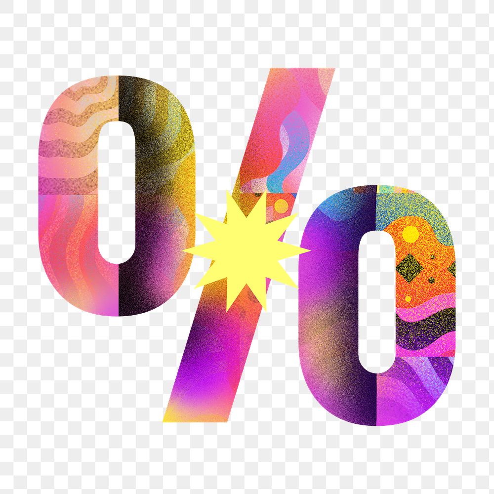 Percentage sign png funky abstract bold symbol, transparent background