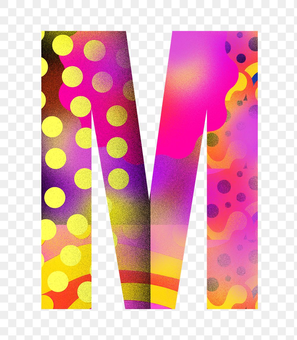 Letter M png funky abstract bold font, transparent background