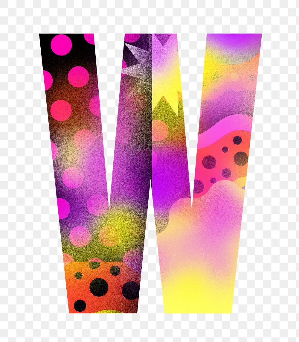 Letter W png funky abstract bold font, transparent background