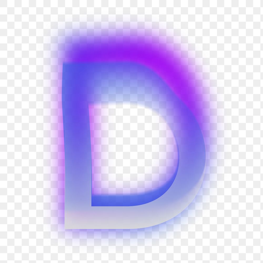 Letter D  png offset color font, transparent background