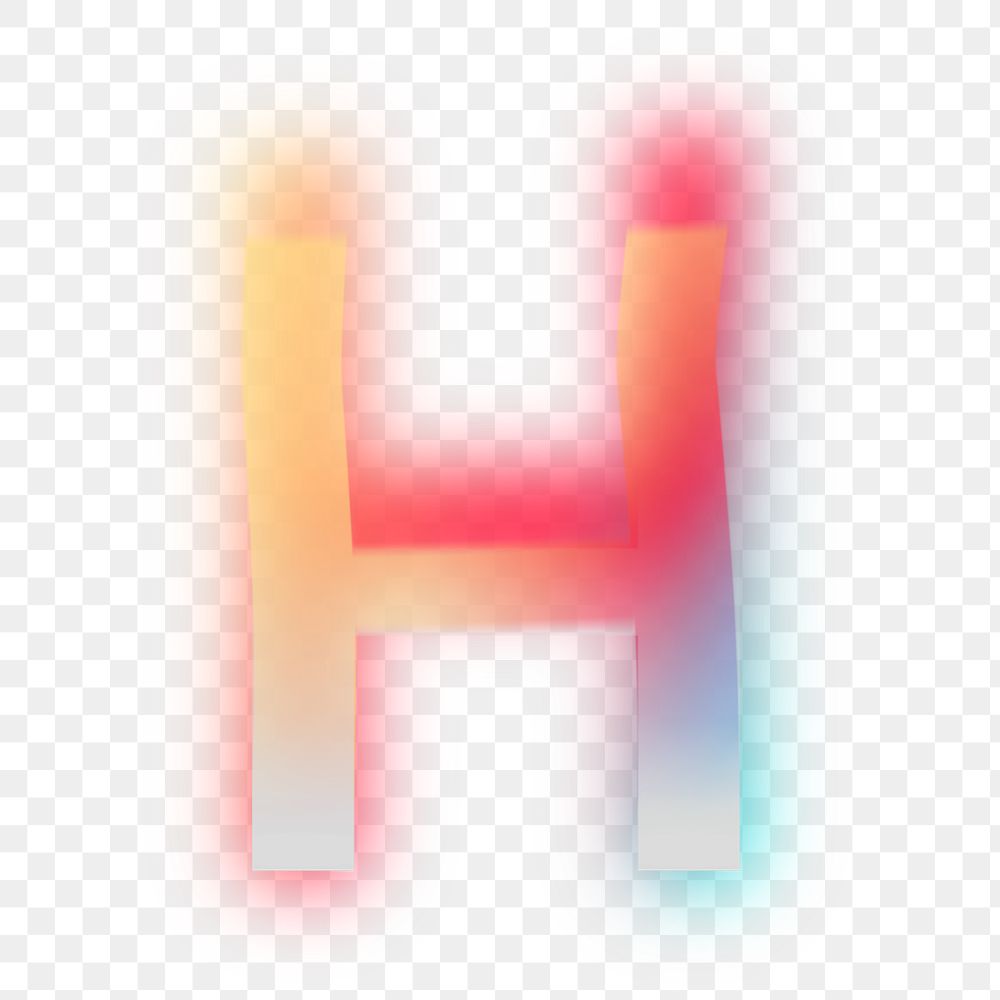 Letter H  png offset color font, transparent background
