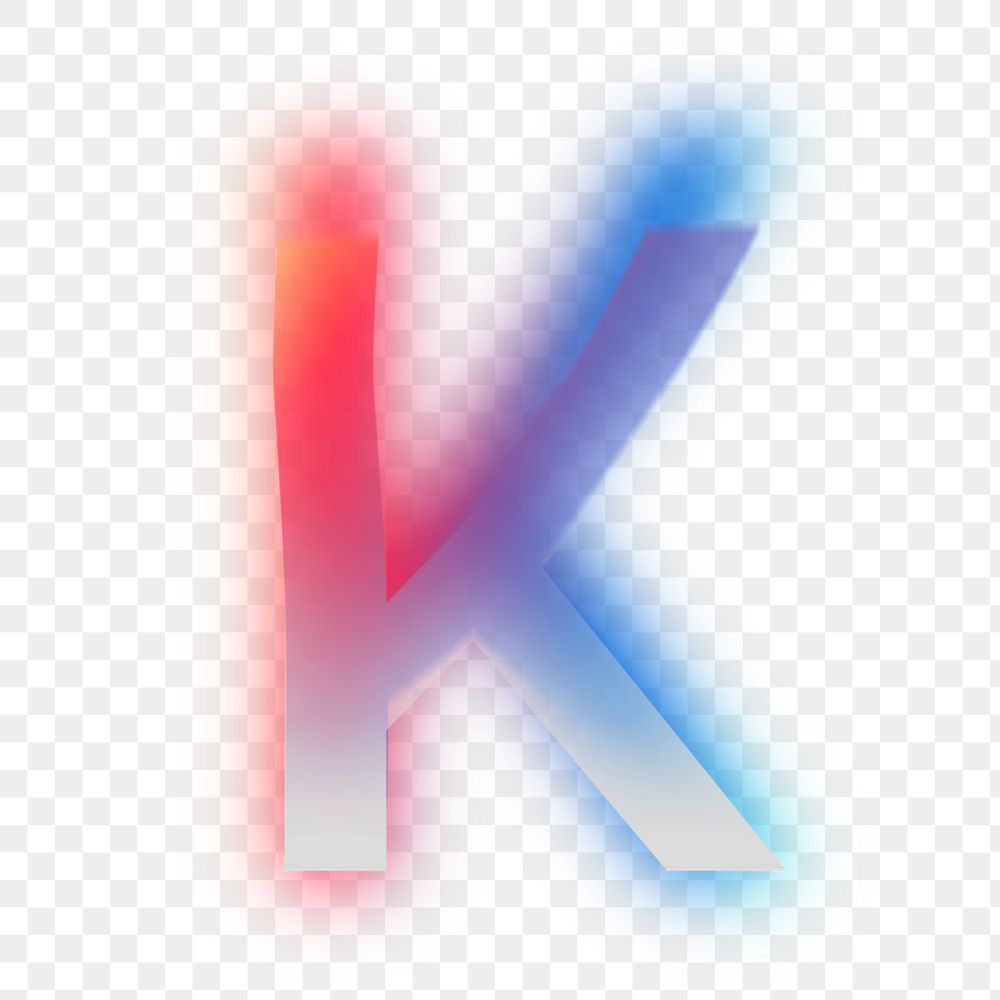 Letter K  png offset color font, transparent background