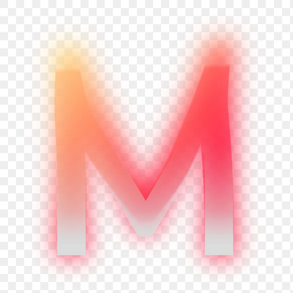 Letter M  png offset color font, transparent background