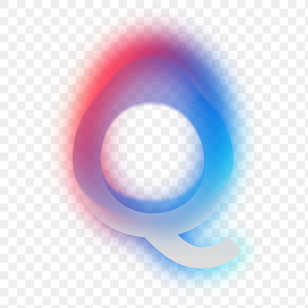 Letter Q  png offset color font, transparent background