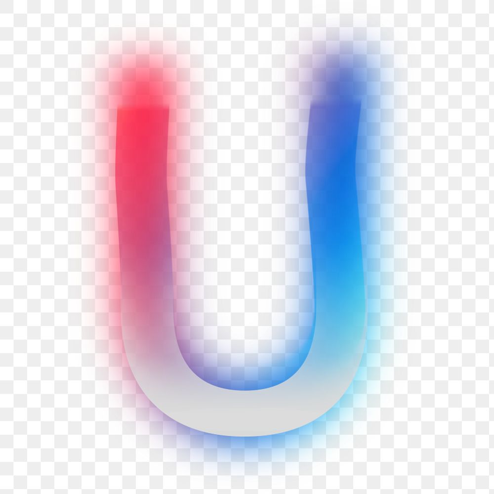 Letter U  png offset color font, transparent background