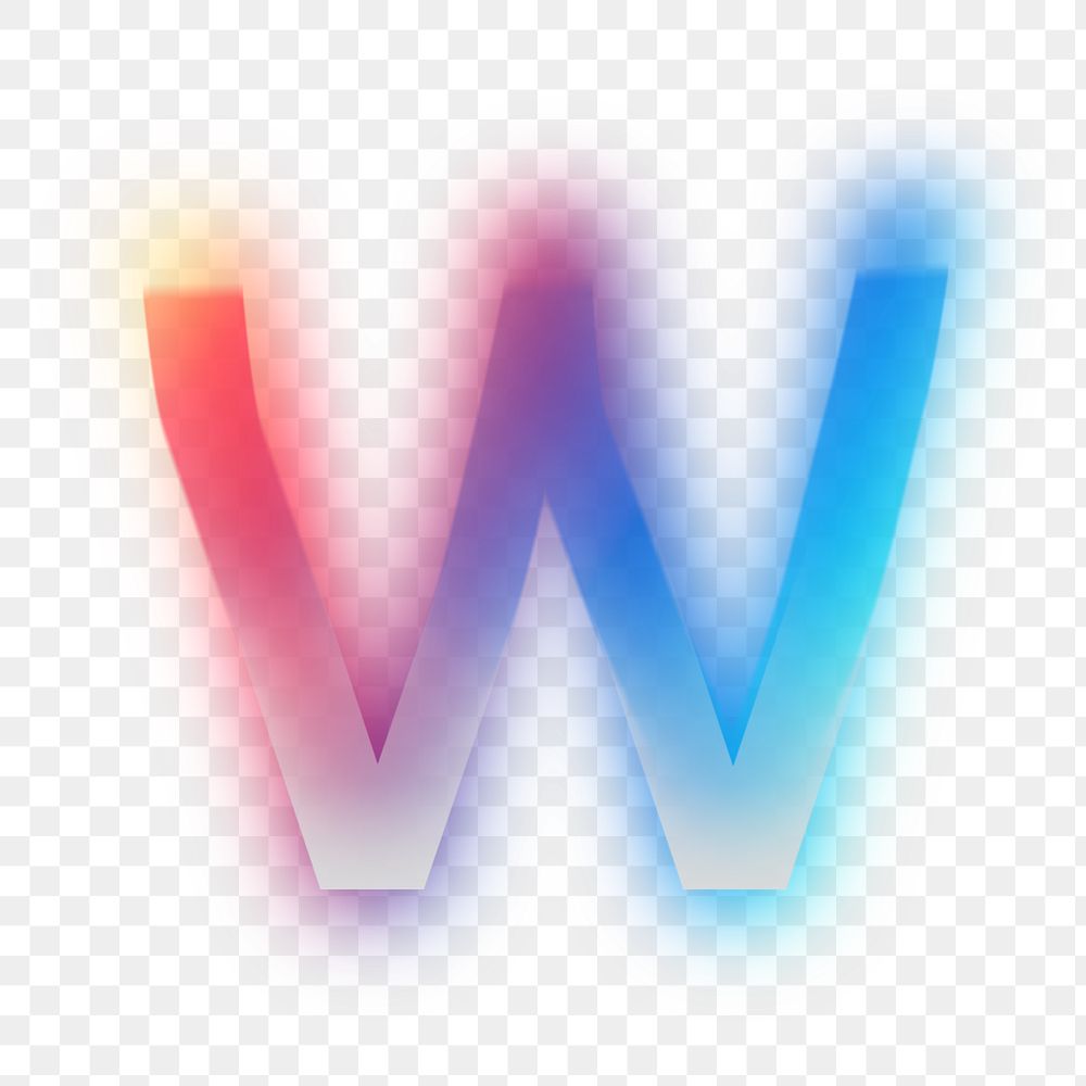 Letter W  png offset color font, transparent background