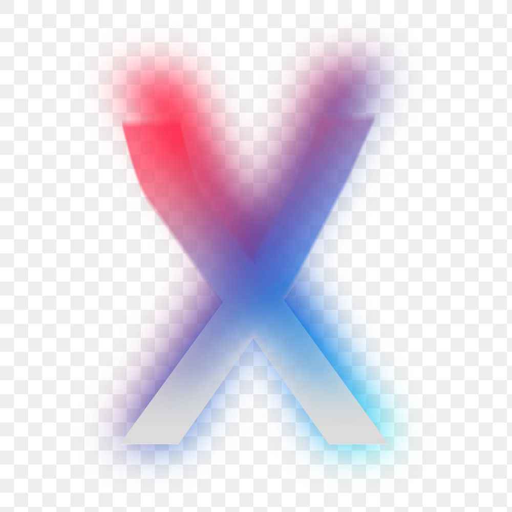 Letter X  png offset color font, transparent background