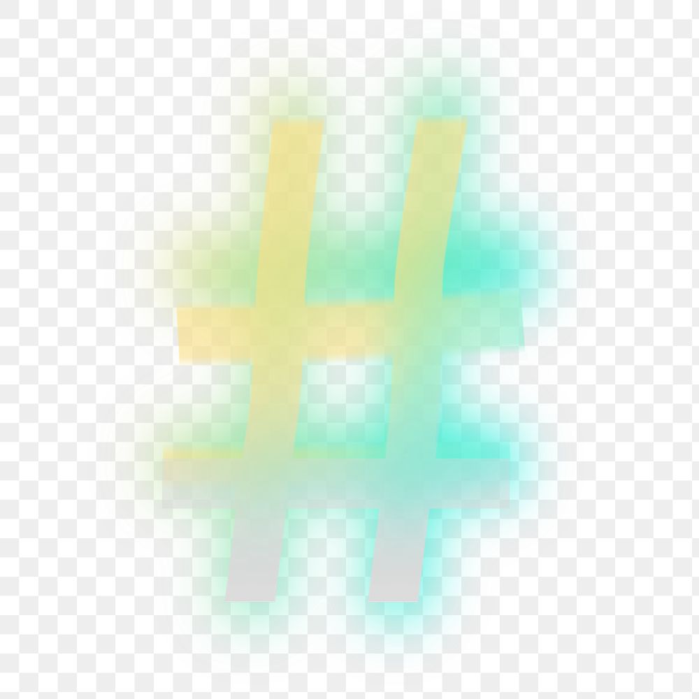Hashtag png offset color sign, transparent background
