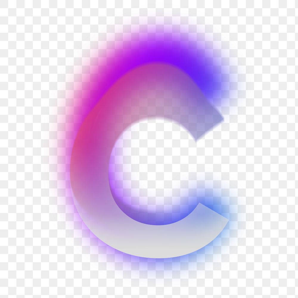 Letter c  png offset color font, transparent background