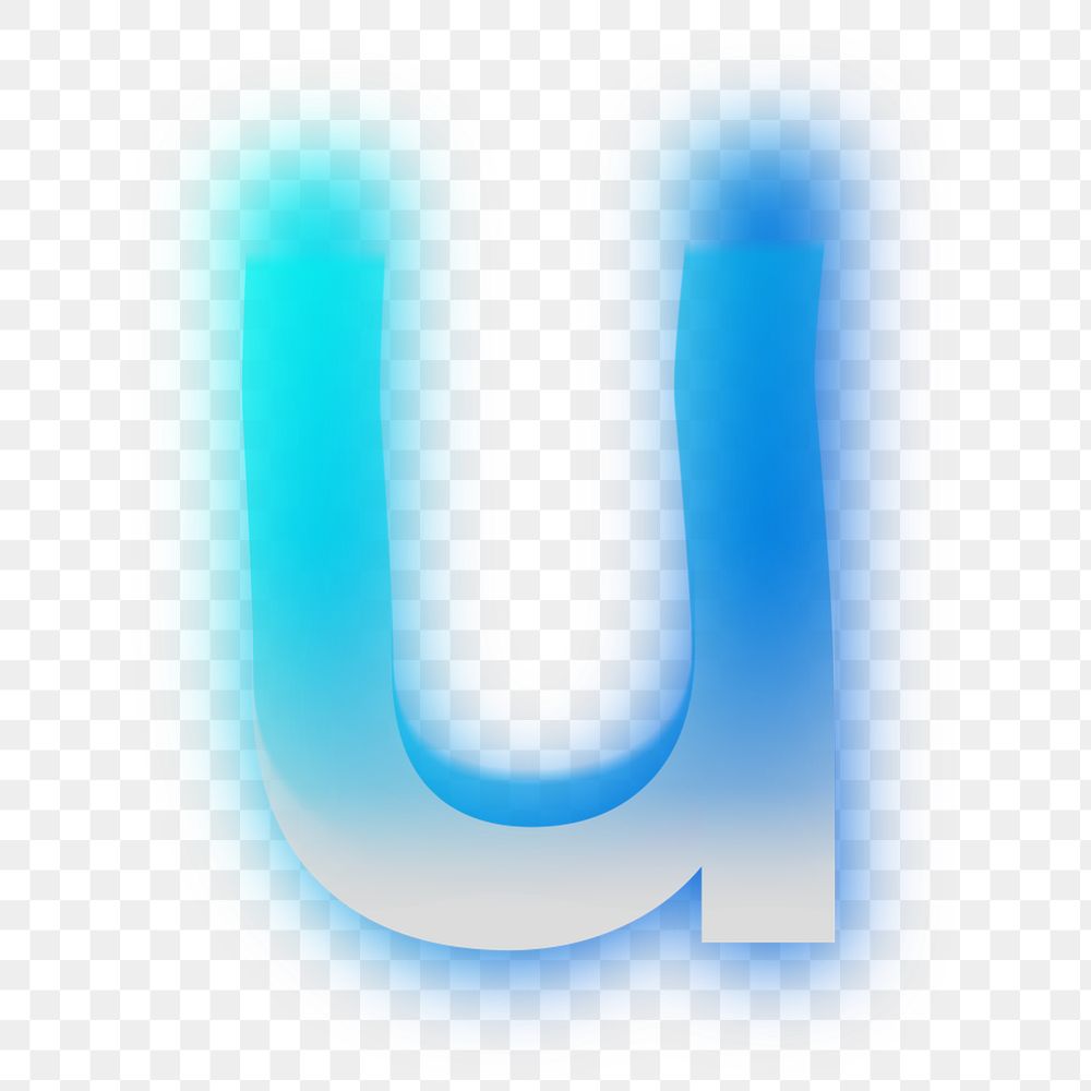 Letter u  png offset color font, transparent background