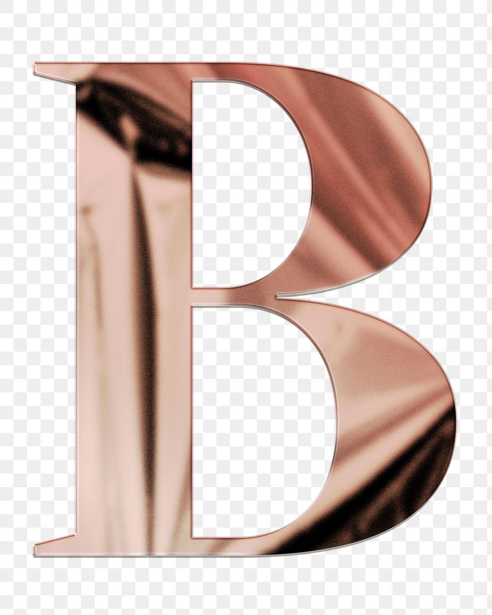 Letter B png rose gold textured font, transparent background