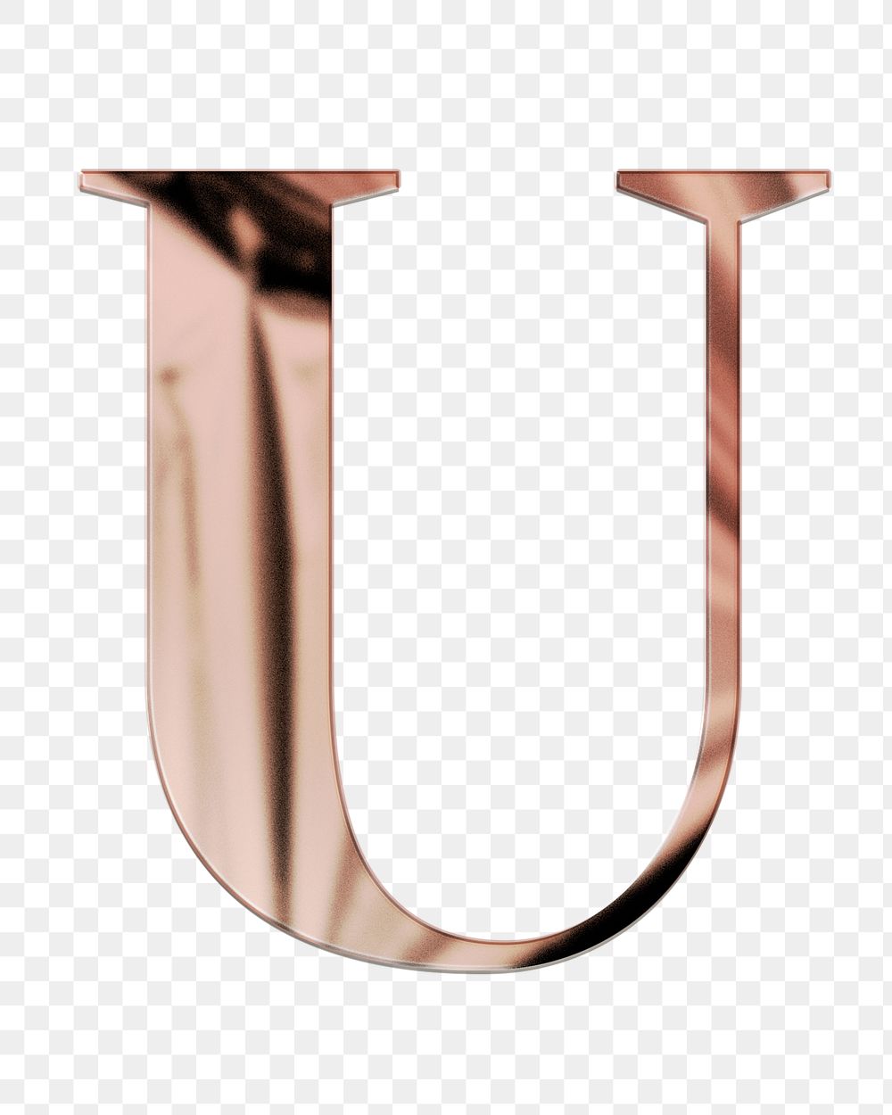 Letter U png rose gold textured font, transparent background