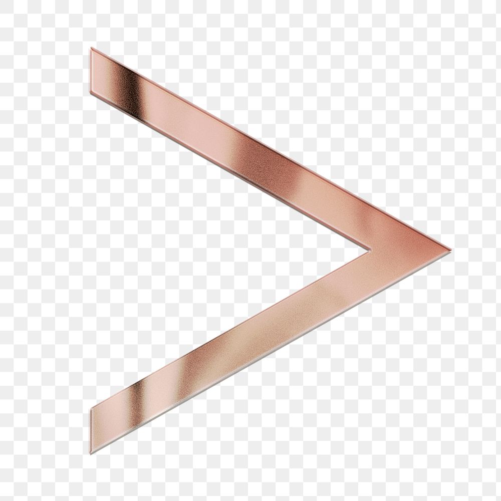 Greater than png rose gold textured sign, transparent background