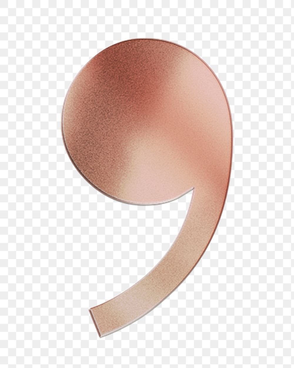 Comma png rose gold textured sign, transparent background