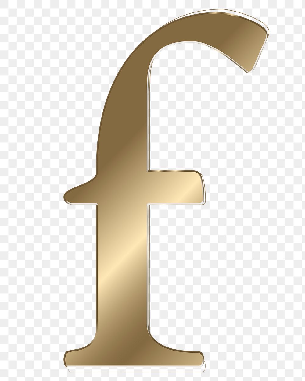 Letter f png gold metallic font, transparent background