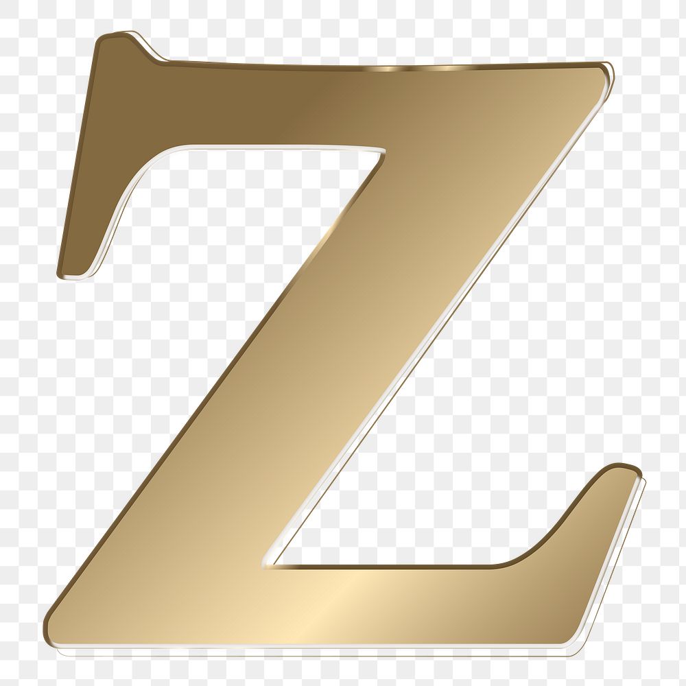 Letter z png gold metallic font, transparent background